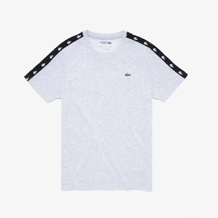 SPORT CrocodileStripe TShirt Grey ChineBlack Mens Lacoste TShirts Outlet Factory