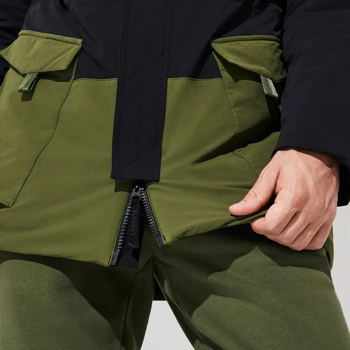 SPORT DualTone Canvas Rain Parka BlackKhaki Green Mens Lacoste Jackets and Coats Online Outlet Store