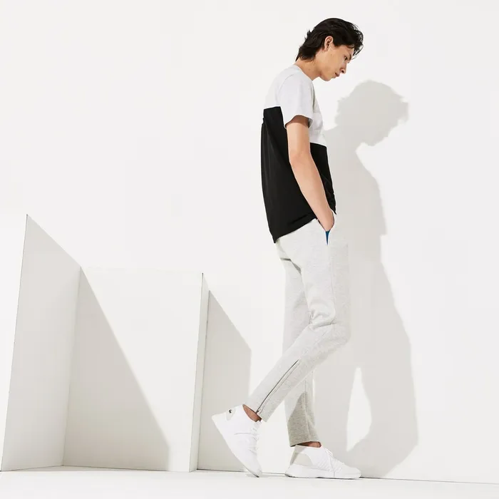 SPORT Fitted CottonBlend Sweatpants Grey ChineBlue Mens Lacoste Tracksuits Outlet Factory