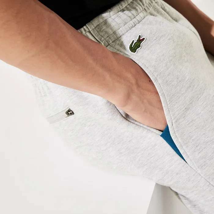 SPORT Fitted CottonBlend Sweatpants Grey ChineBlue Mens Lacoste Tracksuits Outlet Factory
