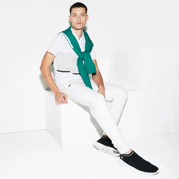 SPORT Fleece Jogging Pants White Mens Lacoste Pants and Shorts Store