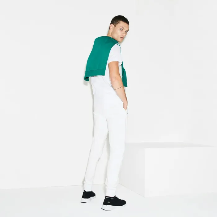 SPORT Fleece Jogging Pants White Mens Lacoste Tracksuits Outlet Factory