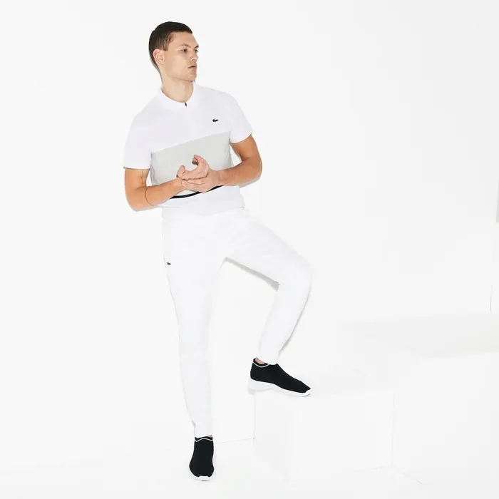 SPORT Fleece Jogging Pants White Mens Lacoste Tracksuits Outlet Factory
