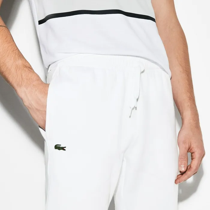 SPORT Fleece Jogging Pants White Mens Lacoste Tracksuits Outlet Factory