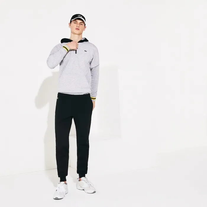 SPORT Fleece Tennis Track Pants Black Mens Lacoste Pants and Shorts Online Outlet Store