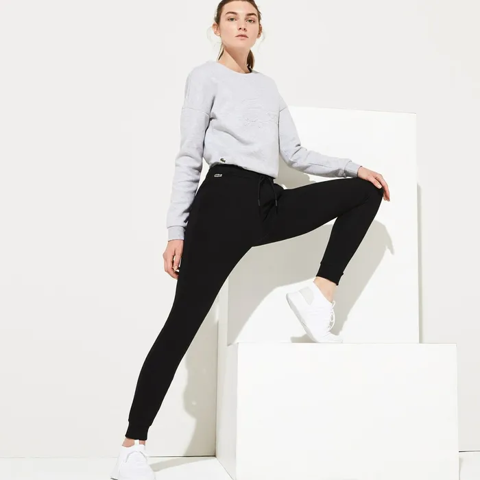 SPORT Fleece Track Pants Black Womens Lacoste Pants and Shorts Shop Online