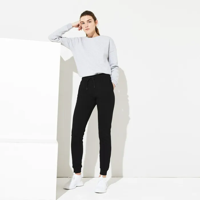 SPORT Fleece Track Pants Black Womens Lacoste Pants and Shorts Shop Online