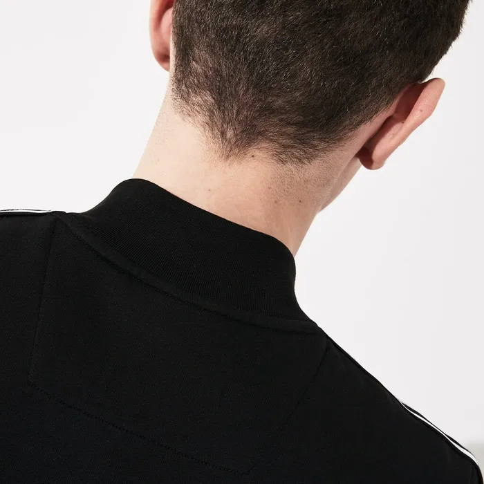 SPORT Fleece Varsity Jacket BlackWhiteBlack Mens Lacoste Sweatshirts Casaul