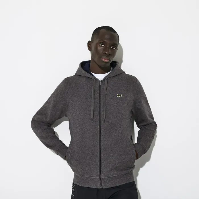 SPORT FullZip Fleece Hoodie Grey ChineNavy Blue Mens Lacoste Sweatshirts Cheap On Sale