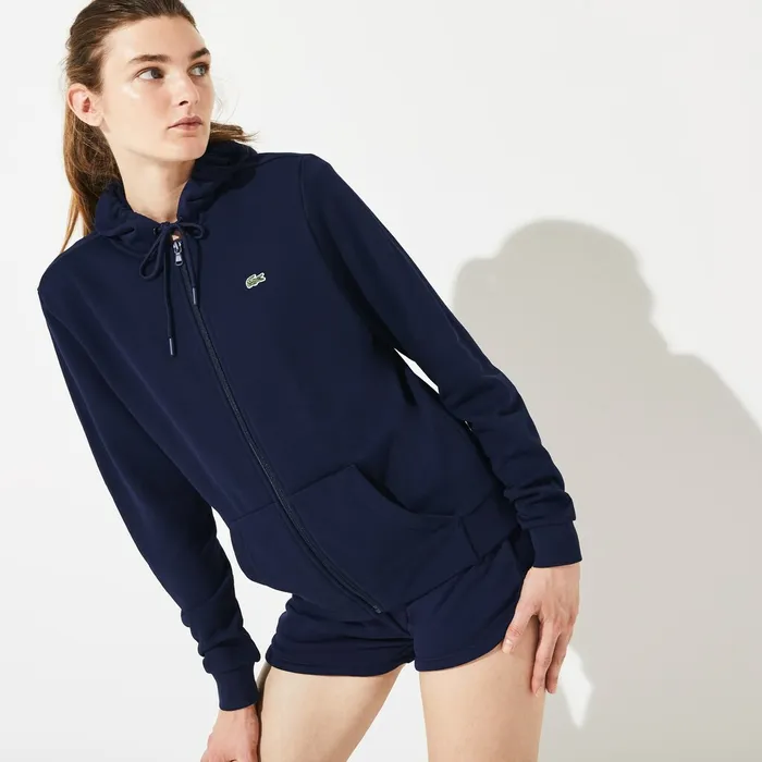 SPORT FullZip Fleece Hoodie Navy Blue Womens Lacoste Sweaters and Sweatshirts Casaul SPORT FullZip Fleece Hoodie Navy Blue Womens Lacoste Sweaters and Sweatshirts Casaul