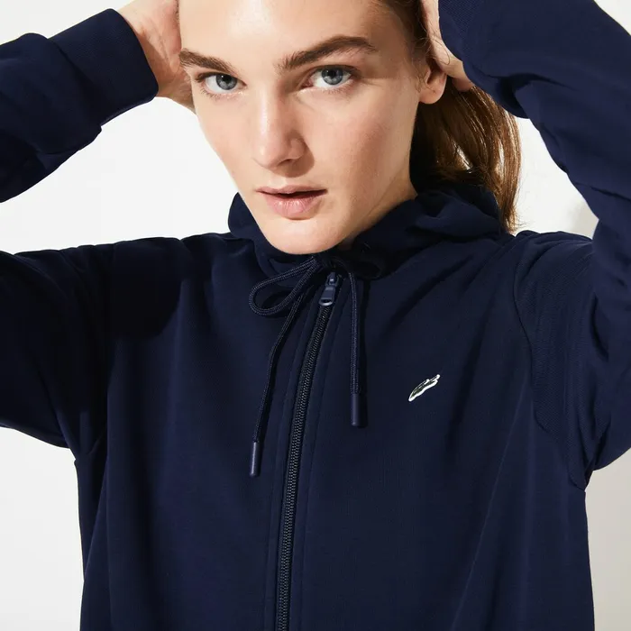 SPORT FullZip Fleece Hoodie Navy Blue Womens Lacoste Sweaters and Sweatshirts Casaul