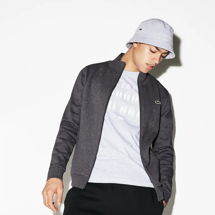 SPORT FullZip Fleece Sweatshirt Grey Chine Mens Lacoste Sweatshirts Outlet
