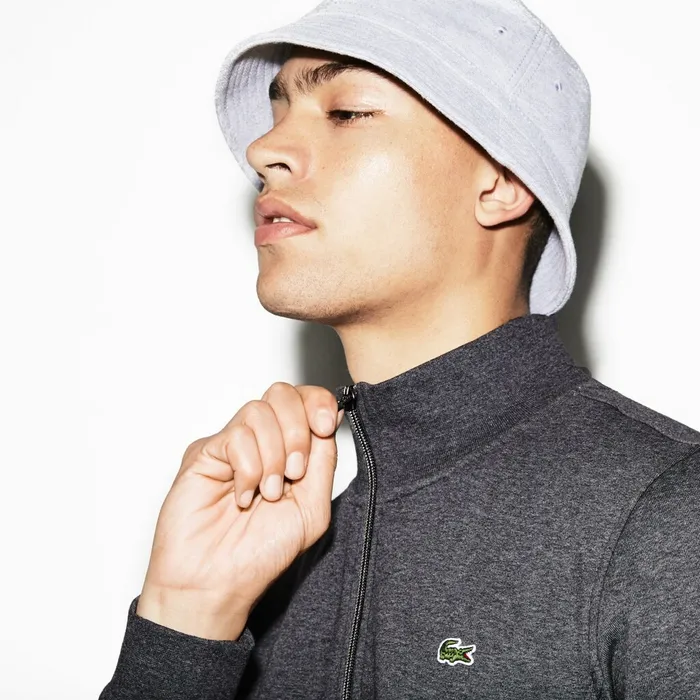SPORT FullZip Fleece Sweatshirt Grey Chine Mens Lacoste Sweatshirts Outlet