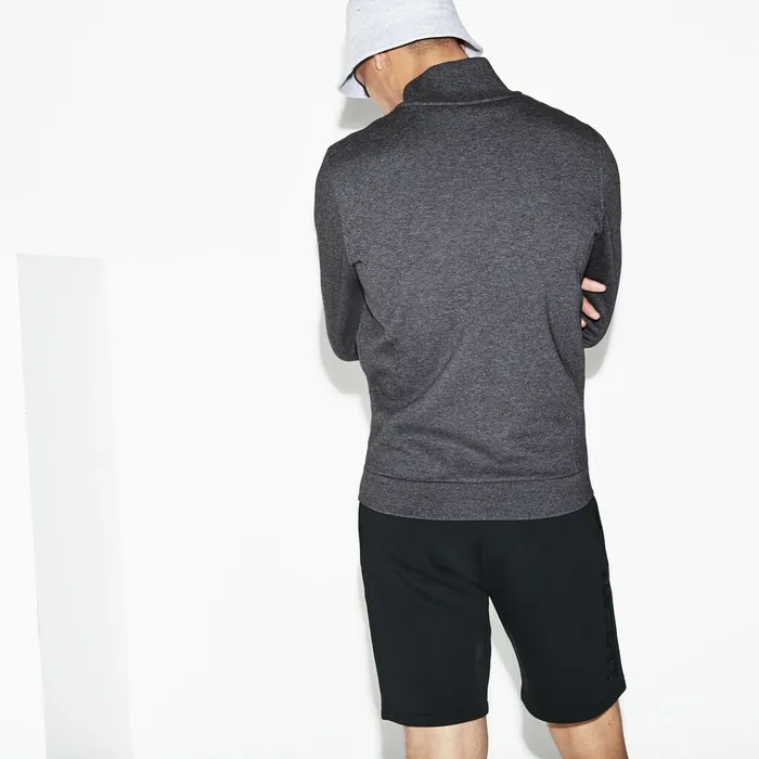 SPORT FullZip Fleece Sweatshirt Grey Chine Mens Lacoste Sweatshirts Outlet