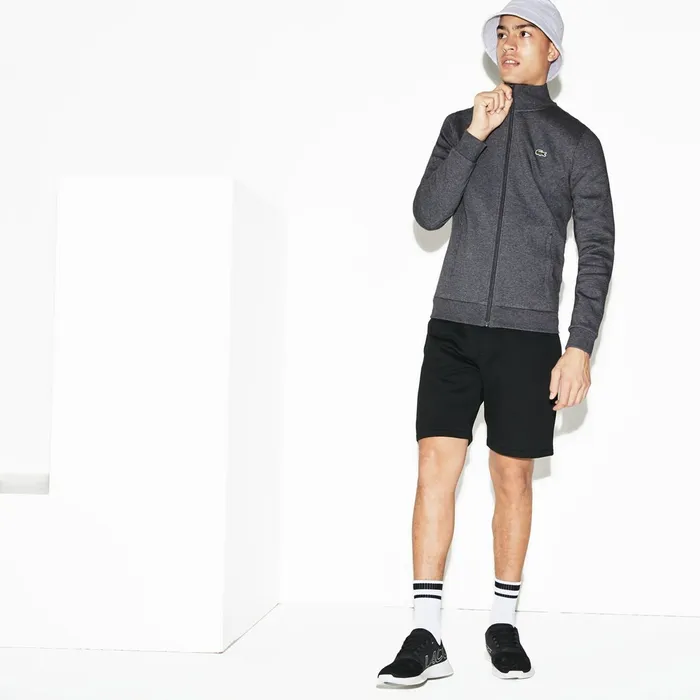 SPORT FullZip Fleece Sweatshirt Grey Chine Mens Lacoste Sweatshirts Outlet