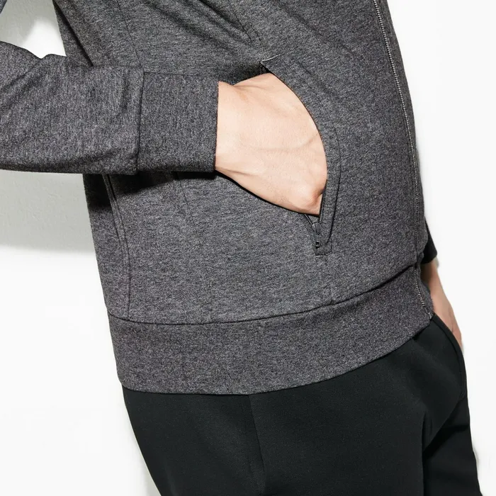SPORT FullZip Fleece Sweatshirt Grey Chine Mens Lacoste Sweatshirts Outlet