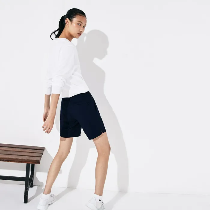 SPORT Gabardine Bermuda Shorts Navy Blue Womens Lacoste Pants and Shorts Shop Online