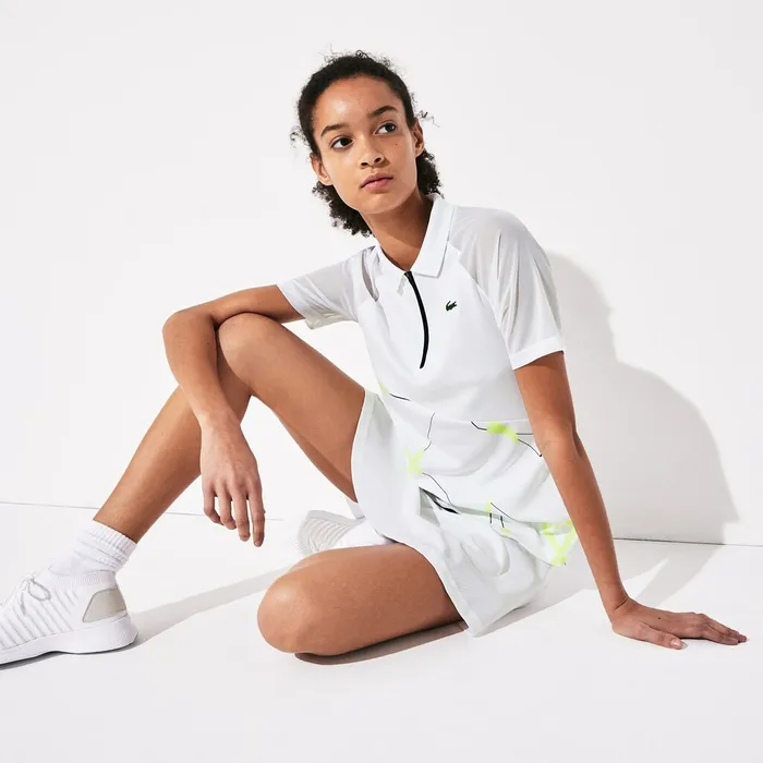 SPORT Geometric Print Breathable Tennis Polo WhiteFlashy YellowBlack Womens Lacoste Polos On Sale SPORT Geometric Print Breathable Tennis Polo WhiteFlashy YellowBlack Womens Lacoste Polos On Sale