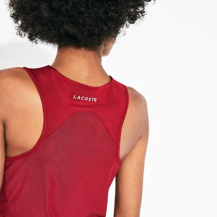 SPORT Geometric Print Tennis Tank Top BordeauxFushia PinkWhite Womens Lacoste TShirts Gift Ideas