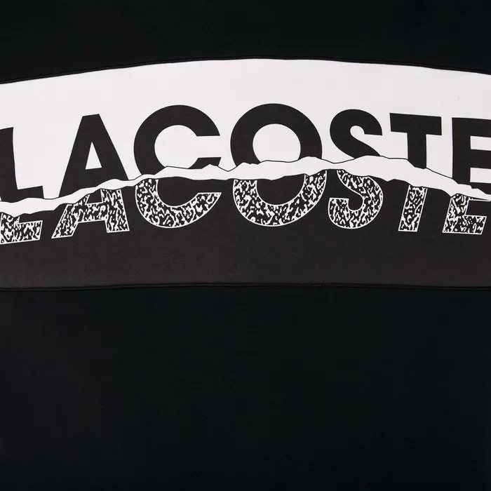 SPORT Graphic Print Fleece Sweatshirt BlackWhite Mens Lacoste Sweatshirts Online Outlet Store