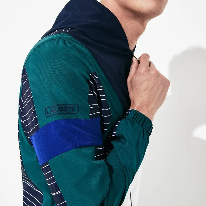 SPORT Hooded ColorBlock Tennis Track Suit Navy BlueWhiteGreenNavy Blue Mens Lacoste Tracksuits Gift Ideas