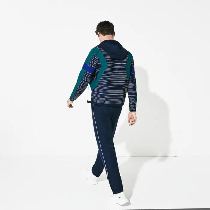 SPORT Hooded ColorBlock Tennis Track Suit Navy BlueWhiteGreenNavy Blue Mens Lacoste Tracksuits Gift Ideas