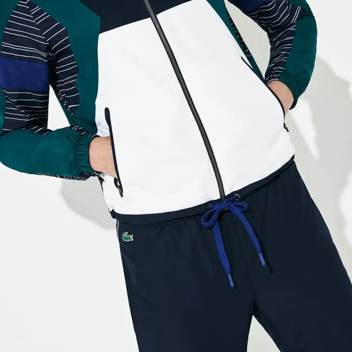 SPORT Hooded ColorBlock Tennis Track Suit Navy BlueWhiteGreenNavy Blue Mens Lacoste Tracksuits Gift Ideas