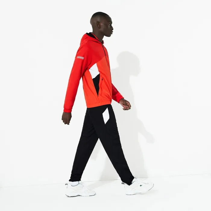 SPORT Hooded Colorblock Tracksuit RedBlackWhite Mens Lacoste Pants and Shorts Online Outlet Store SPORT Hooded Colorblock Tracksuit RedBlackWhite Mens Lacoste Pants and Shorts Online Outlet Store