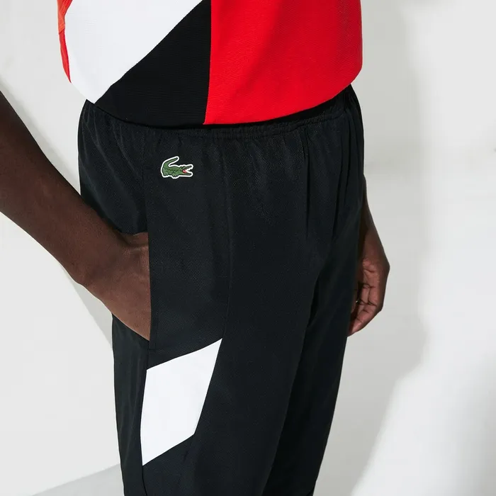 SPORT Hooded Colorblock Tracksuit RedBlackWhite Mens Lacoste Tracksuits On Sale