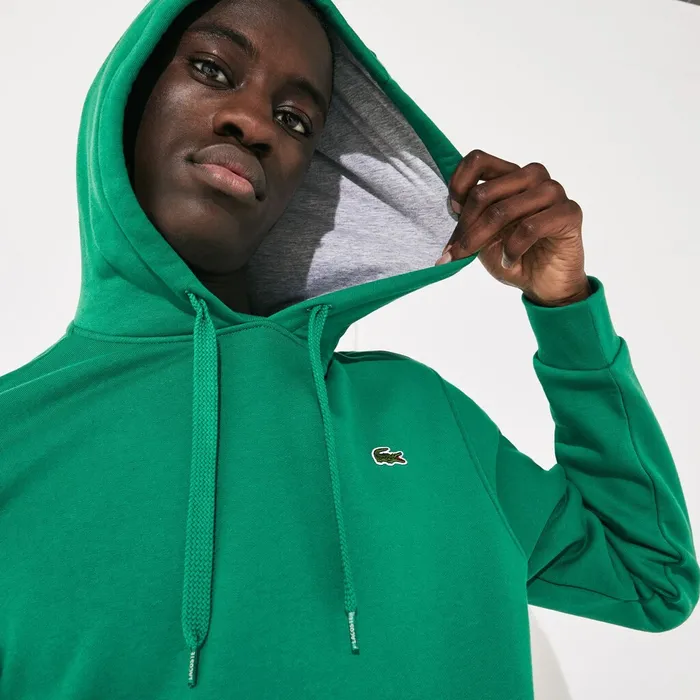 SPORT Hooded Fleece Tennis Sweatshirt GreenGrey Chine Mens Lacoste Sweatshirts Gift 4 You