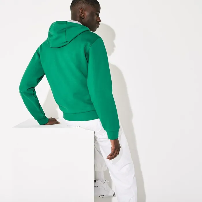 SPORT Hooded Fleece Tennis Sweatshirt GreenGrey Chine Mens Lacoste Sweatshirts Gift 4 You