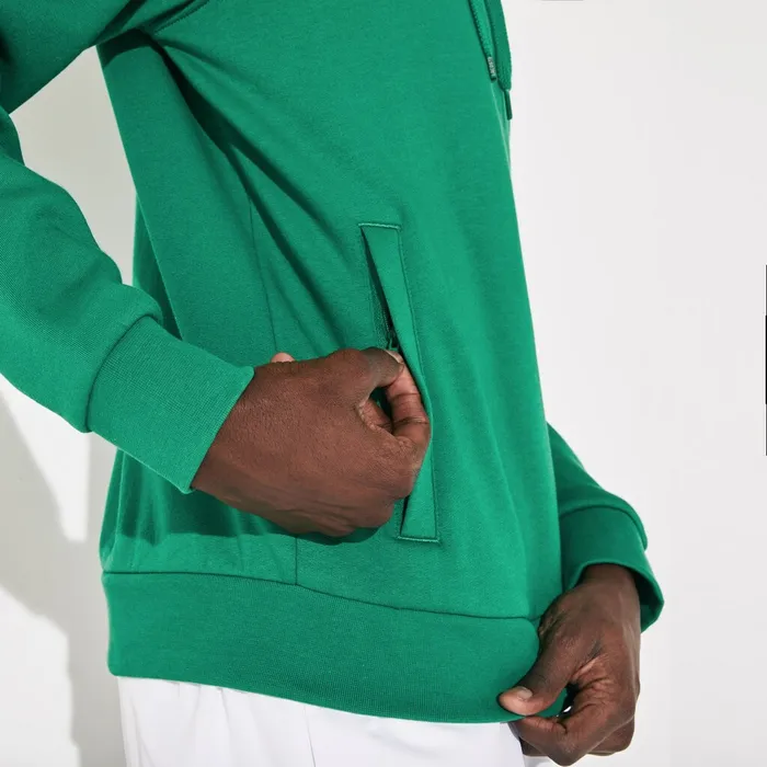 SPORT Hooded Fleece Tennis Sweatshirt GreenGrey Chine Mens Lacoste Sweatshirts Gift 4 You