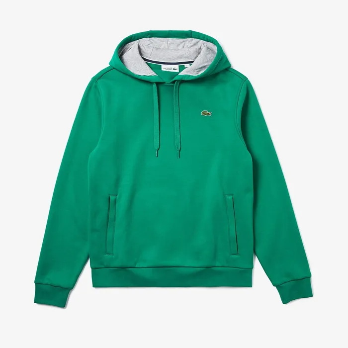 SPORT Hooded Fleece Tennis Sweatshirt GreenGrey Chine Mens Lacoste Sweatshirts Gift 4 You