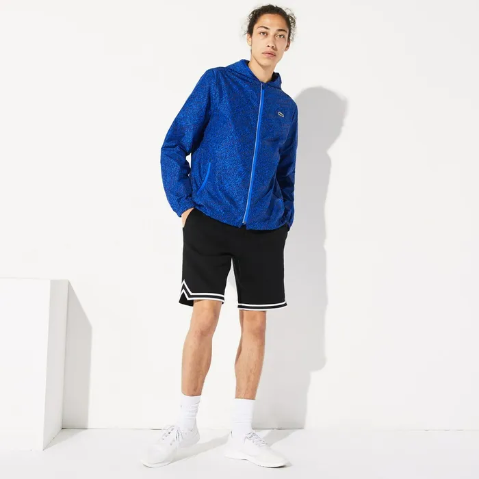 SPORT Hooded Print Zip Jacket Navy BlueBlue Mens Lacoste Jackets and Coats Online