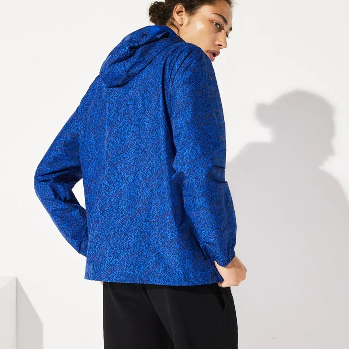SPORT Hooded Print Zip Jacket Navy BlueBlue Mens Lacoste Jackets and Coats Online