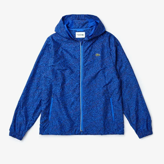SPORT Hooded Print Zip Jacket Navy BlueBlue Mens Lacoste Jackets and Coats Online