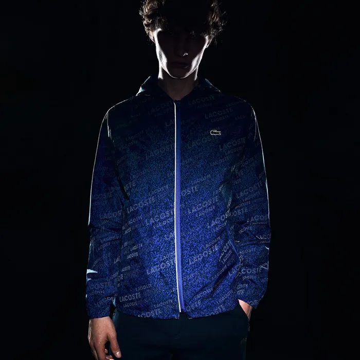 SPORT Hooded Print Zip Jacket Navy BlueBlue Mens Lacoste Jackets and Coats Online