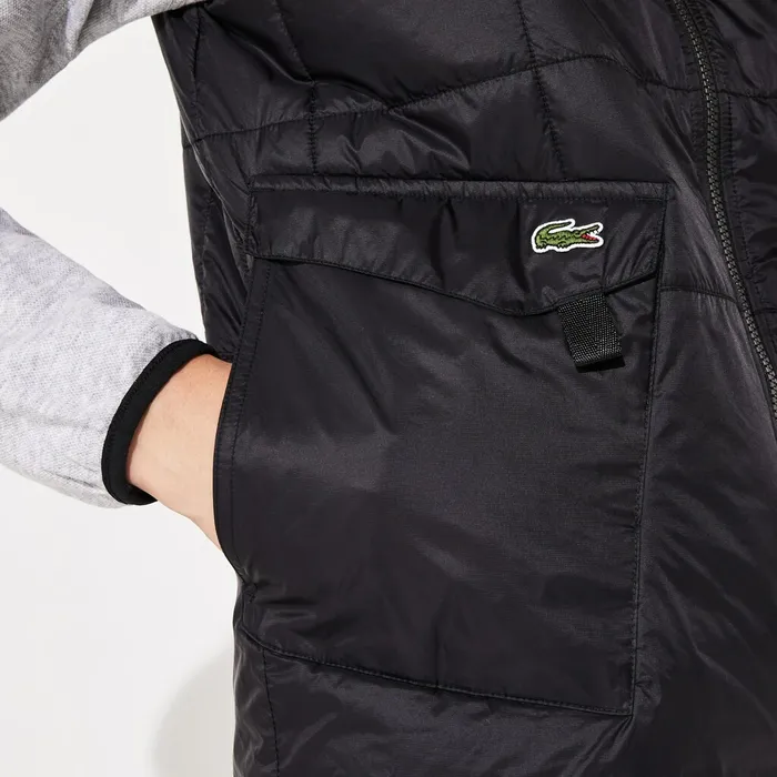 SPORT Hooded Reversible DualTone Jacket BlackGrey Chine Mens Lacoste Jackets and Coats Gift for Friend