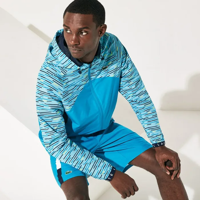 SPORT Hooded Tennis Windbreaker TurquoiseNavy BlueTurquoiseYellowWhite Mens Lacoste Jackets and Coats Casaul