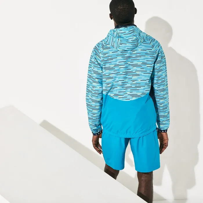SPORT Hooded Tennis Windbreaker TurquoiseNavy BlueTurquoiseYellowWhite Mens Lacoste Jackets and Coats Casaul