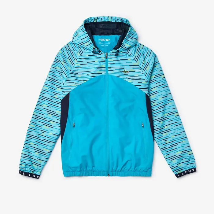 SPORT Hooded Tennis Windbreaker TurquoiseNavy BlueTurquoiseYellowWhite Mens Lacoste Jackets and Coats Casaul