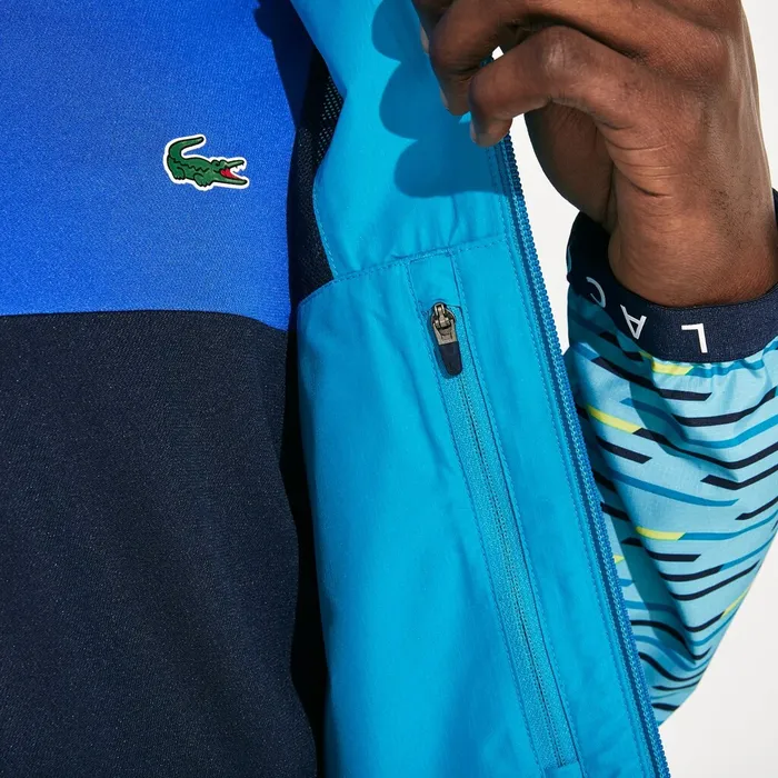 SPORT Hooded Tennis Windbreaker TurquoiseNavy BlueTurquoiseYellowWhite Mens Lacoste Jackets and Coats Casaul