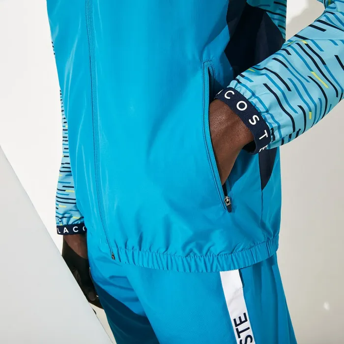 SPORT Hooded Tennis Windbreaker TurquoiseNavy BlueTurquoiseYellowWhite Mens Lacoste Jackets and Coats Casaul