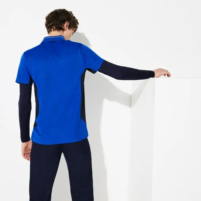 SPORT Knit Paneled Golf Polo BlueNavy BlueWhite Mens Lacoste Polos Online