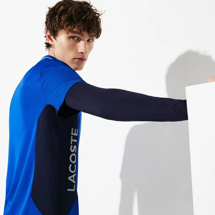 SPORT Knit Paneled Golf Polo BlueNavy BlueWhite Mens Lacoste Polos Online