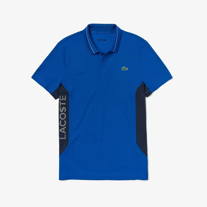 SPORT Knit Paneled Golf Polo BlueNavy BlueWhite Mens Lacoste Polos Online