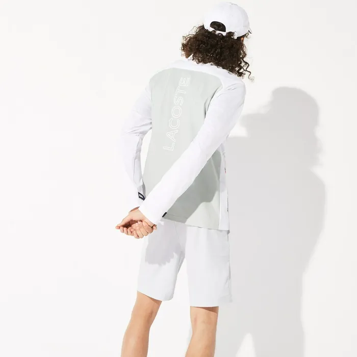 SPORT Light WaterResistant Zip Golf Jacket WhiteLight GreyNavy BlueRed Mens Lacoste Jackets and Coats Outlet Factory
