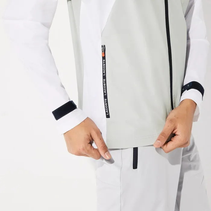 SPORT Light WaterResistant Zip Golf Jacket WhiteLight GreyNavy BlueRed Mens Lacoste Jackets and Coats Outlet Factory