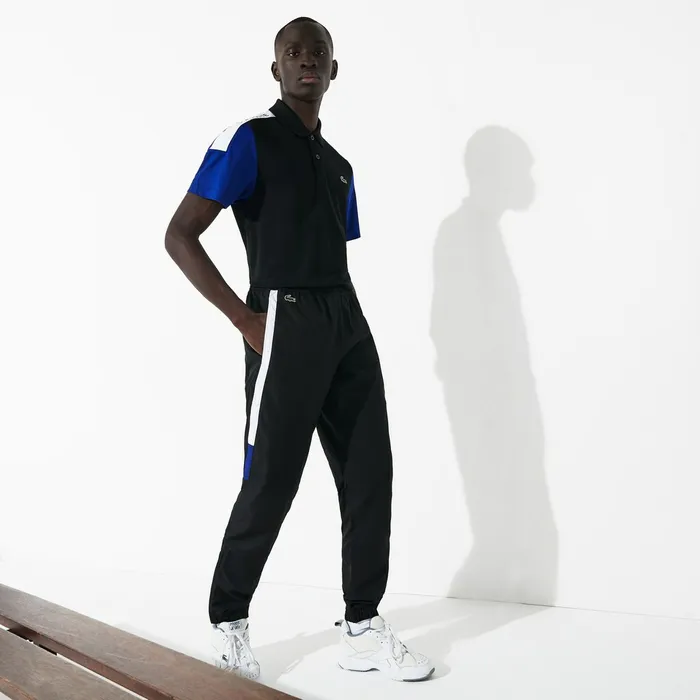 SPORT Lightweight ColorBlock Track Pants BlackWhiteBlueBlack Mens Lacoste Pants and Shorts For Sale