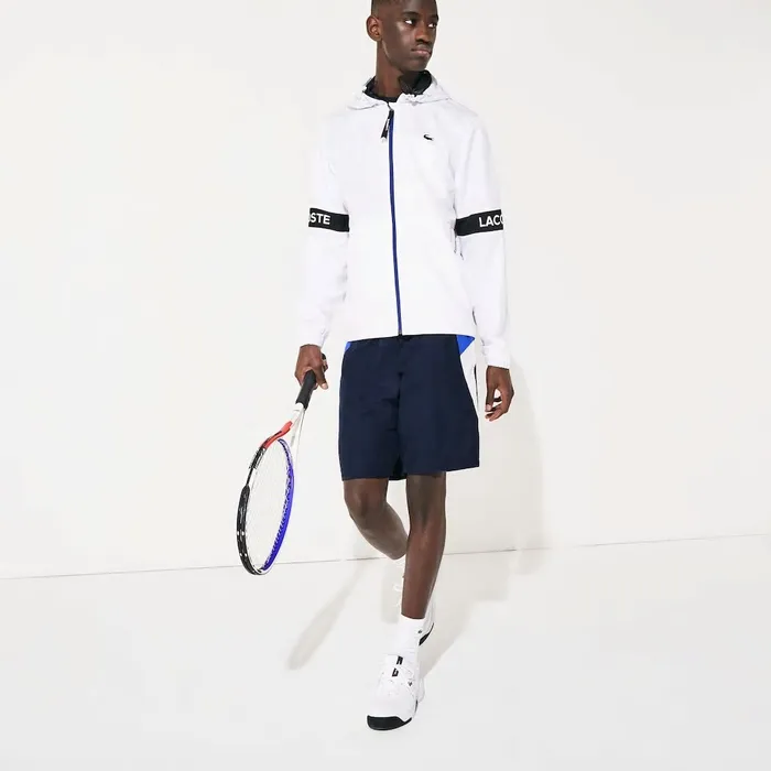 SPORT Lightweight Colorblock Tennis Shorts Navy BlueBlueWhite Mens Lacoste Pants and Shorts Gift Ideas